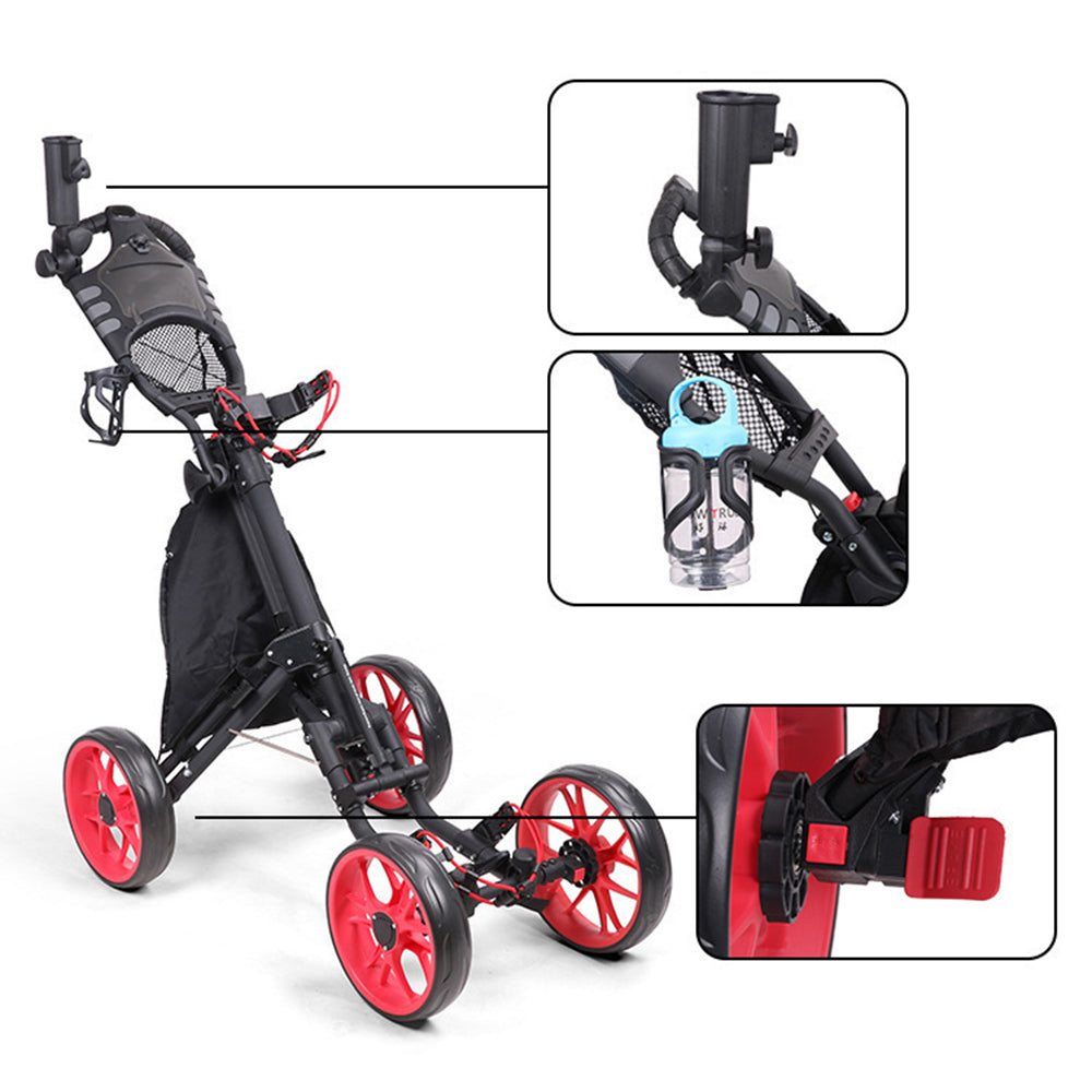 ZH-X005 4-Wheel Aluminum Alloy Golf Push Cart Folding Trolley Pull Caddy Cart ZH-X005 4-Wheel Aluminum Alloy Golf Push Cart Folding Trolley Pull Caddy Cart